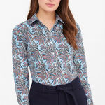 Brooks Brothers  Women Floral Print Button Down Shirt Blue Pink‎ Size 2P Photo 0