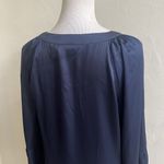 Chico's Chico’s Silky Sequin V-Neck Beaded Blouse Navy Bronze Size 1/Medium Elegant Photo 11