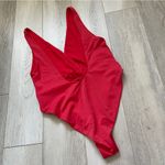 ZARA  Accessories Plunge Low Back One Piece Swimsuit Red (Medium) Photo 4