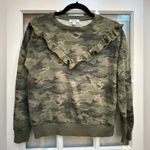 Nine West Camouflage Camo Print Ruffle Pullover Sweater Sweatshirt Size M Medium Photo 2
