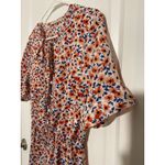 Women’s Dress Floral Ruffle Kirundo Small Orange Blue Tie Short Sleeve Summer Pink Photo 1