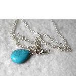 Source Unknown Western Classic Casual Faux Turquoise Pendant Silver Tone 36" Chain Necklace Photo 2