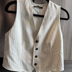 White Pinstripe Button Vest Size M Photo 0