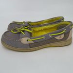 Sperry  Gray and Neon Yellow Fuzzy Loafers Photo 2