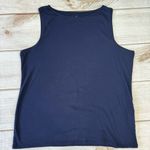 Chico's Chico’s Navy Blue 100% Cotton Boat Neck Tank Top Size 2/Large Photo 2