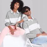 Wild Fable Long Sleeved Oversized Rugby Polo Shirt Gray White XS Photo 0