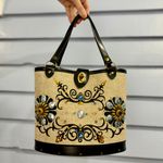 Vintage 60s Enid Collins Style Jeweled Floral Canvas Bucket Bag Purse Multiple Photo 0