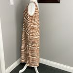 A New Day NWT Khaki Satin Maxi V-Neck Slip Dress Zebra Stripes Sexy Slinky Large Photo 2