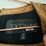 TOCCIN Black & Tan Faux Suede Stretch Hourglass Sheath Mini Dress Size 10 Photo 7