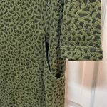 Sharagano Career Dress‎ Olive Green Animal Print 3/4 Sleeve Pockets Size L Photo 3