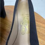 Salvatore Ferragamo  Pumps Womens Black‎ Block Heel Logo Plaque Size 6 AA Photo 3