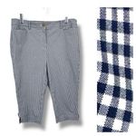 Talbots  pants women's 14P petite gingham check cropped blue white nautical beach Photo 1