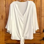 Plus size 2XL, eggshell color, angel wings sleeves, button down top Photo 0