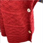 Nadia Rima NWT Cozy Red Cowl Neck Side Button Cable Knit Poncho Photo 6