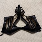 Nine West Forsake Black Leather Strappy Heels Sandals Size 7 Open Toe Zip Back Photo 9