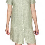 Tahari Light Green Linen Minimalist Casual Mini Shirt Dress Photo 0