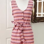 The Vanity Room  Ribbed Striped Front Button Romper Size M Photo 4