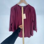 NYDJ ‎ 3/4 Perfect Pintuck Blouse Grenache Chiffon NWT Size S Photo 11