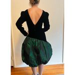 Vintage 80’s Black Velvet & Green Bubble Skirt with V Photo 3