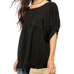 Free People Linen Puff Sleeve Bohemian Elsie Tunic Dress / Top Black Size Small Photo 10