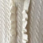 J.Crew Sz M Pearl‎ Ruffle Front Cable Knit Turtleneck Wool Stretch Sweater Top White Size M Photo 5