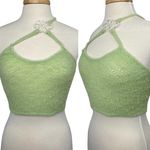 For Love & Lemons  Crochet Crop Top Eyelash Knit Lime Green Funky NEW Size Small Photo 1