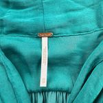 Free People Meet Me There Button Down Green Balsam Ruched Emerald Satin XS Photo 3