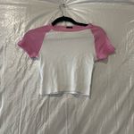 Brandy Melville Pink & White Bella Cropped T-Shirt Size XS Photo 1