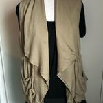 Elodie Women’s Olive Green Draped Collar Cinched Waist Rayon Layering Vest Photo 2