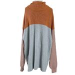 Free People Easy Street Ribbed Turtleneck Sweater Grey Multi Large Oversized Photo 5