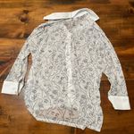 White and Black Woman Face Print Button Up Sheer Collared Button down 3X Womens Photo 7