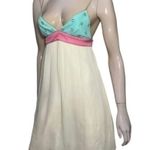 Lauren Moffatt Vintage 90’s Women’s Size 2 Blue Pink Cream Silk Babydoll Dress Photo 1