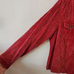 Coldwater Creek  Red Velvet Embroidered Jean Jacket Style Women's Sz Large Boho Photo 3