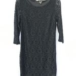 Dana Buchman NWOT 10  Formal Floral Little Black Dress Long Sleeve Women’s Photo 0