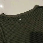 Lululemon Athletica Lean In CS Top Dark Olive Mesh Stripe Women Small Activewear Green Photo 3