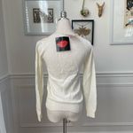 NWT NOS Vintage 70s Georgie Porgie Knit Sweater Embroidered Flowers XS White Photo 4