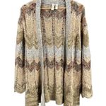 Anthropologie  Cardigan Sweater Neutral Tone Open Front Textured Knit Boho XS Photo 1