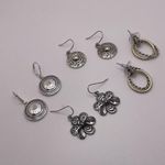 Lot Of 4 Dangle Drop Earrings Pierced Bead / Metal Silver Tone 1 Two Tone Photo 6