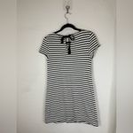 Anthropologie  Short Sleeve Scoop Neck‎ Dress Black White Embroidery Size XS Photo 4