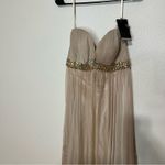 La Femme  tan cream strapless pleated chiffon beaded prom dress NEW 8 Photo 1