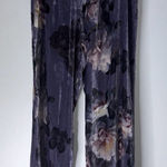 Johnny Was  Gray Floral Velvet Pull On Wide Leg Pants XL Photo 0