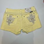 Miss Me  Pastel Yellow Low Rise‎ Denim Juniors Ladies Shorts Size 29 Western Y2K Photo 1