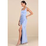 Lulus NWT  Red Carpet Romance Light Blue Satin Square Neck Maxi Dress Size 1X Photo 7
