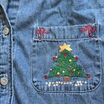 Vintage 90s Bobbie Brooks Denim Christmas Button Down Top Size 14W Photo 6