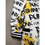WHY Dress Rare Graffiti Print Jacket White Yellow Black Pockets 2 Buttons, Large Photo 5