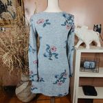 Pink Rose Size Small Grey Gray Flower Floral Soft Sweater Dress Cross V Cut Photo 1
