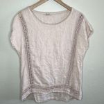 Alessia Pacini Italy Womens Linen Boho Crochet Trim Top Size Large Photo 7
