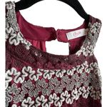 Candie's Lace Mesh DRESS Juniors MED Burgundy White Floral Stripe Collar Neckline Photo 2
