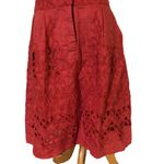 Anthropologie Baraschi Red Linen Eyelet Skirt Photo 2
