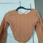 ASTR  The Label Coral Orange Crinkled Crop Top Sexy Tie Back Photo 1